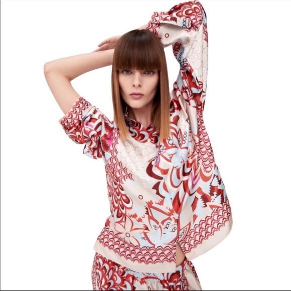 Zara Satin Floral Printed Hi Lo Button Up Shirt Blogger Favorite - Picture 1 of 9